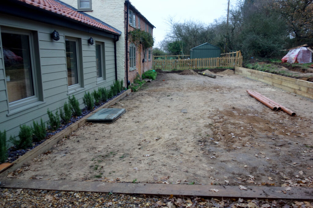 Before construction and planting of the gravel garden and border